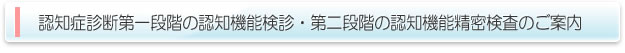 認知症診断第一段階の認知機能検診・第二段階の認知機能精密検査のご案内